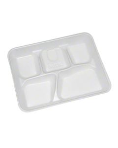 PA-YTH10500SGBX PACTIV WHITE 5-COMPARTMENT SCHOOL LUNCH TRAY 500/CS
