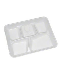 PA-YTH10500SGBX PACTIV YTH10500SGBX 5 COMPARTMENT SCHOOL LUNCH TRAY 8.25" X 10" X 1", WHITE, POLYETHYLENE FOAM, DISPOSABLE (500/CS)