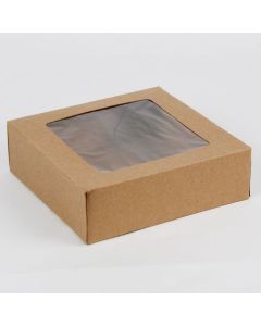 QC-KW882 KRAFT BAKERY BOX W/WINDOW - 8 X 8 X 2.5 200/CS