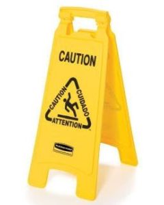 RC-6112 RUBBERMAID CAUTION "WET FLOOR" SIGN 2 SIDED MULTI-LINGUAL, EA