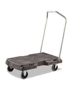 RCP4401BLA RUBBERMAID TRIPLE TROLLEY PLATFORM TRUCK W/ ANGLED-LOOP HANDLE, 500LB CAPACITY, 20.5"X32.5", BLACK, EA