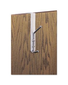 SAF4166 SAFCO® OVER-THE-DOOR DOUBLE COAT HOOK, CHROME-PLATED STEEL, SATIN ALUMINUM BASE