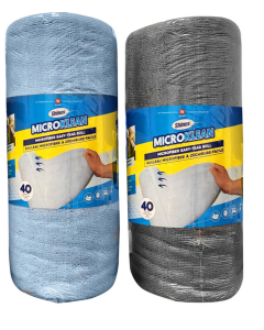 RAG-RMFB-12200/40R SHINEX MICROFIBER TOWEL ROLL, EASY TEAR, BLUE, 40 RAGS PER ROLL, EA