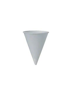 SO-4BR SOLO CUP CONE PAPER 4oz WHITE, TREATED PAPER, ECO-FORWARD, ROLLED RIM, 5000/CS