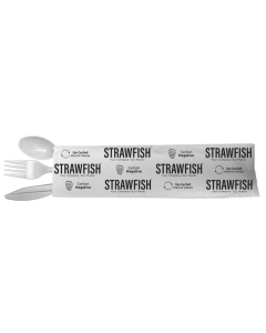 STR-7655004-N STRAWFISH 7655004-N CUTLERY KIT 6" 4-PACK KFS NAPKIN NATURAL 250/CS