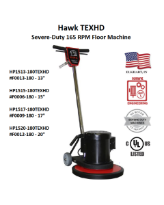 HP1515-180 TE 15 INCH SEVERE DUTY FLOOR MACHINE W/XHD GEARS, 1-1/2 HP TEFC 180 AC 115/230V 60 Hz