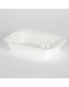 TP-MC6250W KARI-OUT® MC6250W MICROWAVEABLE RECTANGULAR COMBO CONTAINER, CLEAR/WHITE BASE, 24OZ, 7" X 5" DEEP, 150/CS