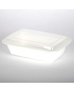 TP-MC6650W KARI-OUT® MC6650W MICROWAVEABLE RECTANGULAR COMBO CONTAINER, CLEAR/WHITE BASE, 38OZ, 8" X 6" DEEP, 150/CS