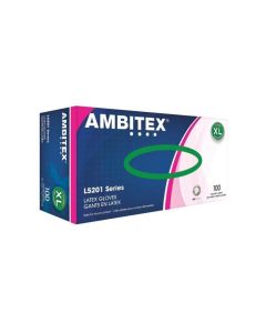 TX-L5201-SIZE TRADEX AMBITEX LATEX GLOVES SELECT A SIZE, NON-POWDERED 100/BX EA