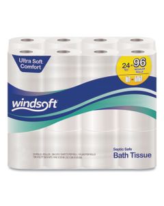 WIN24244 WINDSOFT PREMIUM BATH TISSUE, SEPTIC SAFE, 2PLY, WHITE, 4" x 3.9", 284SHT/ROLL, 24/CS