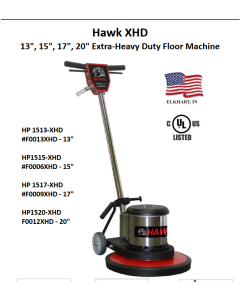 HP1513-XHD 13 INCH FLOOR MACHINE WITH XHD GEARS, 1-1/2 HP AC 115V 60 Hz